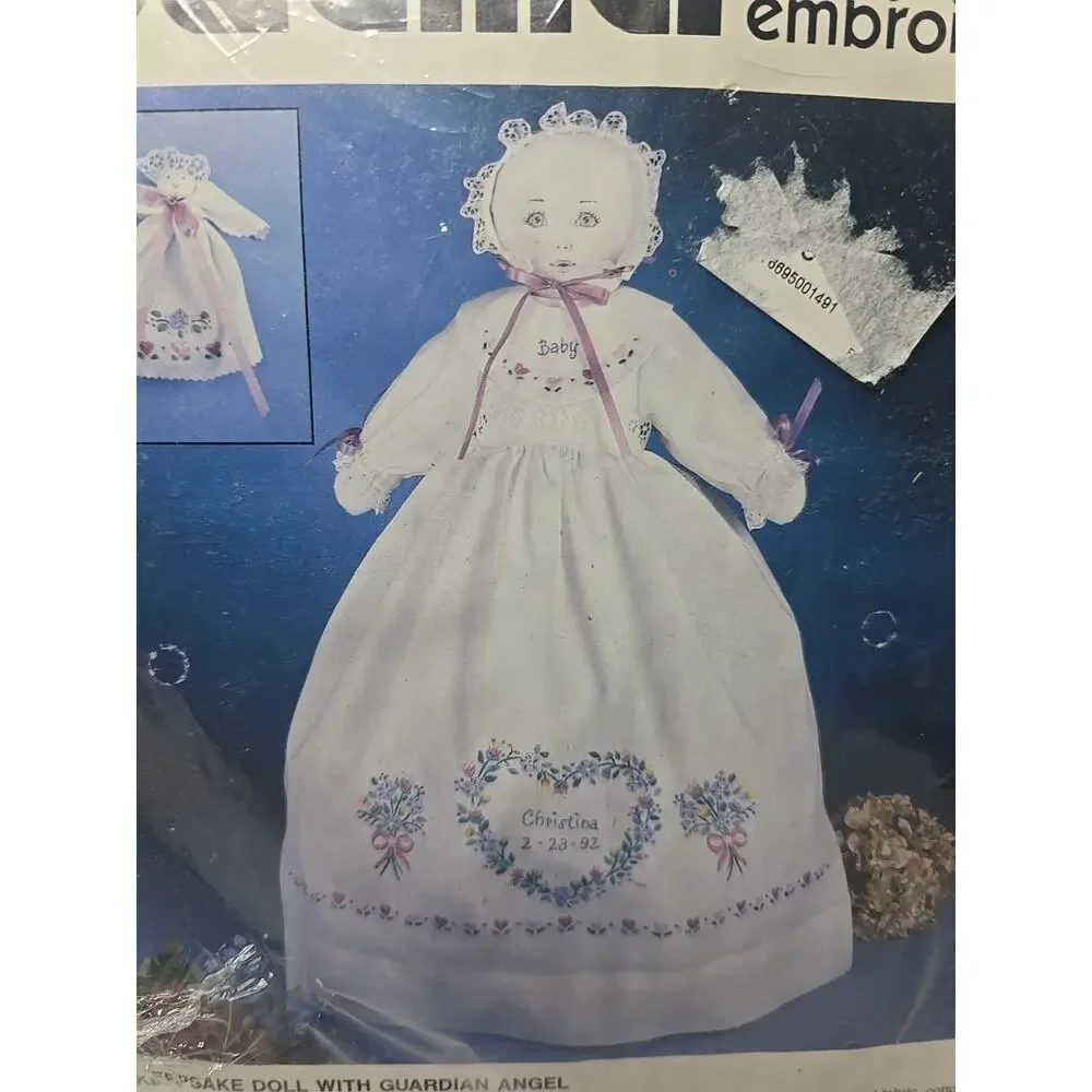 1992 Bucilla Stamped Embroidery Keepsake Doll with Guardian Angel Kit 17